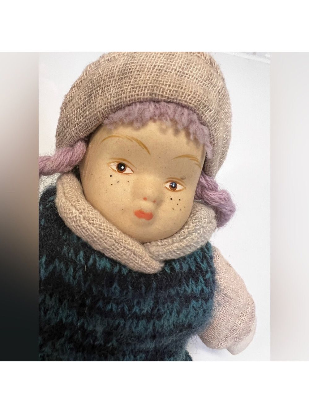 Vintage Albert E Price Inc Doll Porcelain face Purple Hair Girl - Picture 5 of 7